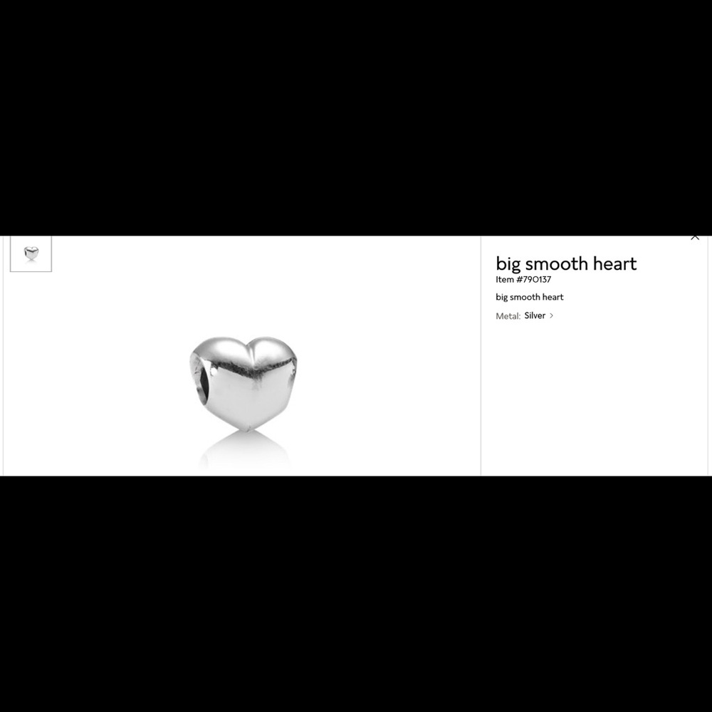 Pandora Big Smooth Heart Charm Sterling Silver